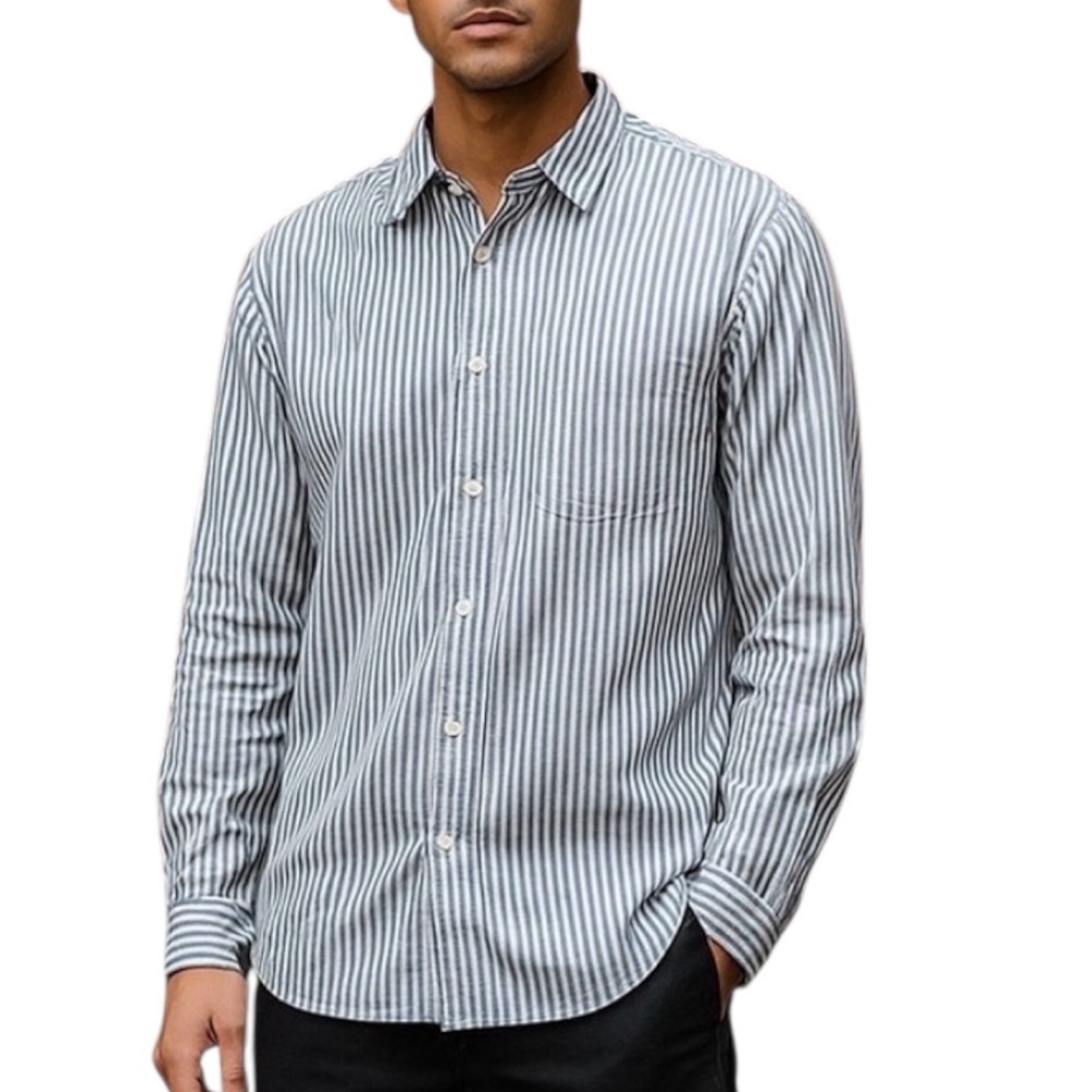 American Eagle Vintage Fit Blue striped Preppy Mens Large Shirt Cotton, buttons - Picture 1 of 8